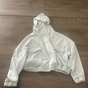 Light grey zip up cropped
